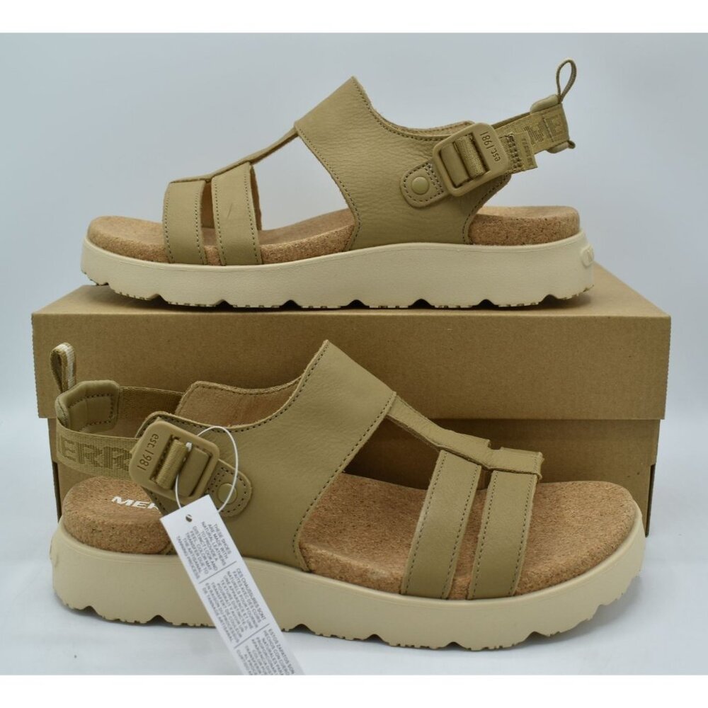 Merrell Fleur Backstrap Women Size 7 Beaver Brown New Leather Strappy Sandals - Picture 11 of 14
